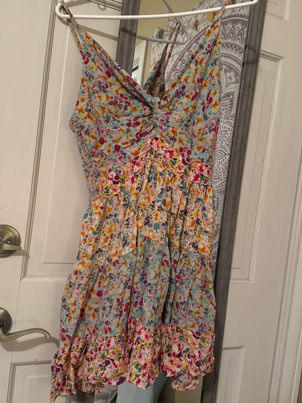 Floral Tiered Keyhole Spaghetti Strap Sundress